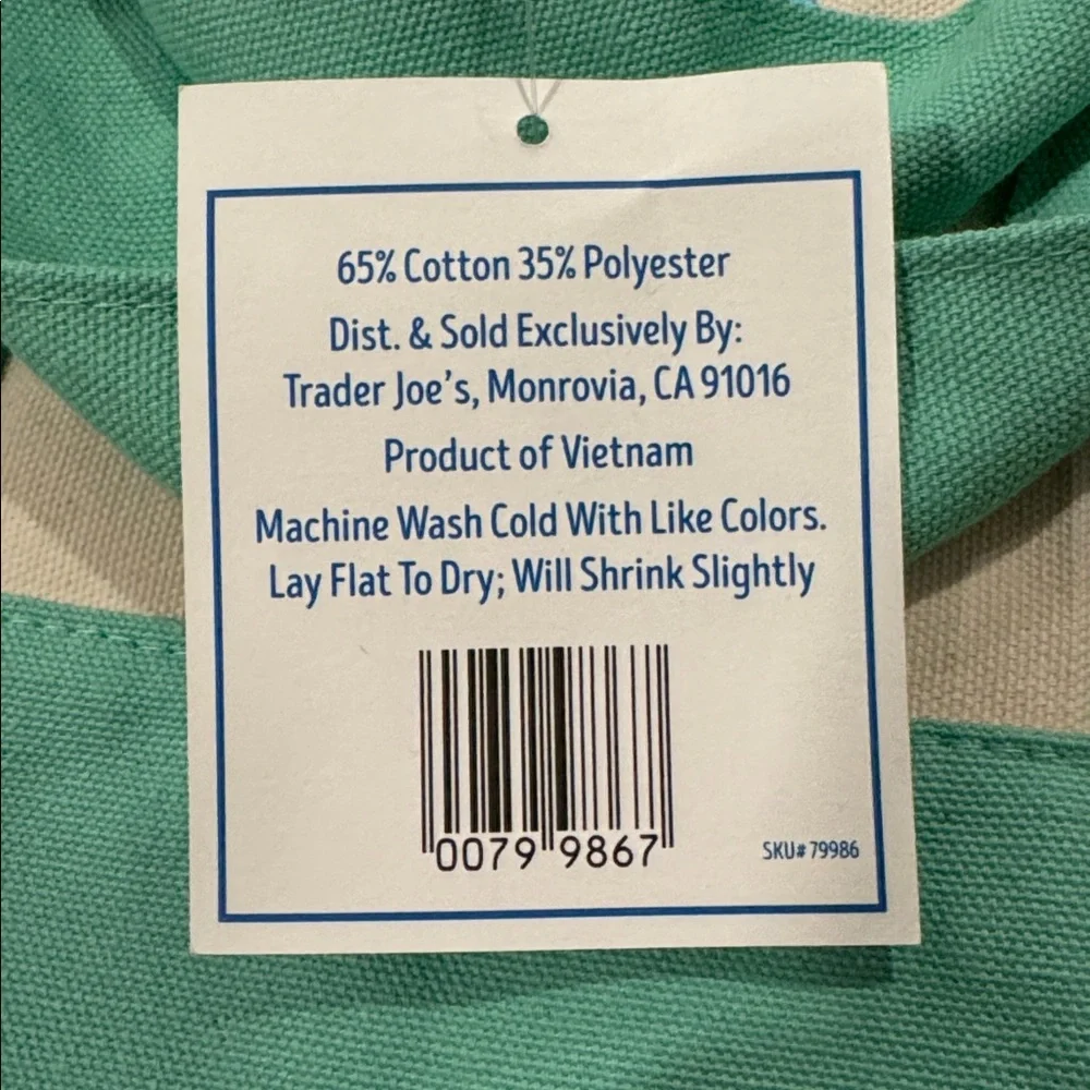 Trader Joe's Mini Tote Bags Green Mint Pastel NWT - Picture 3 of 5
